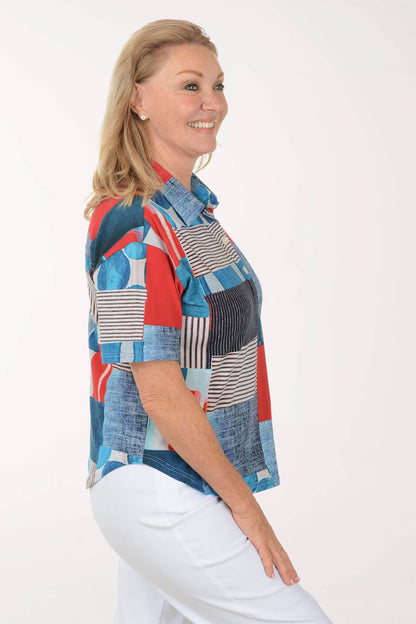 Monica Collared Short Sleeve Top