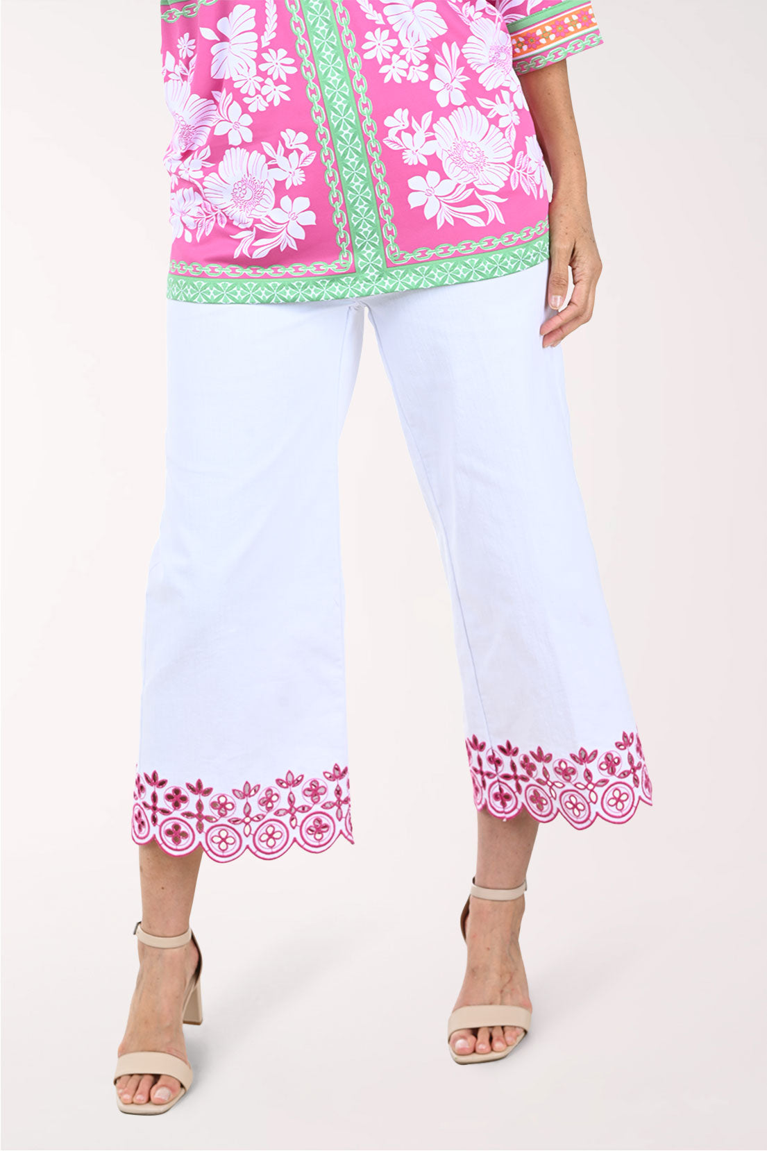 Hothouse Floral Embroidered Denim Crop Pant