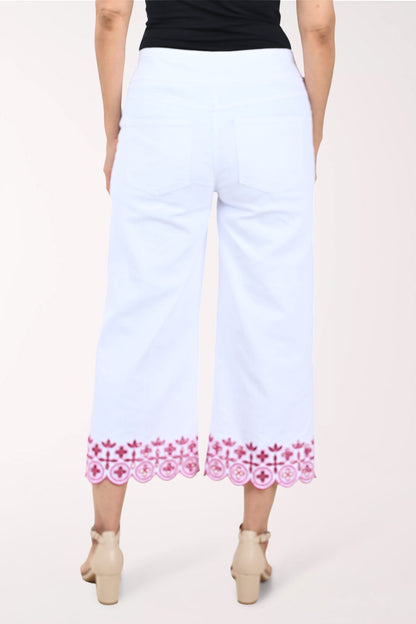 Hothouse Floral Embroidered Denim Crop Pant