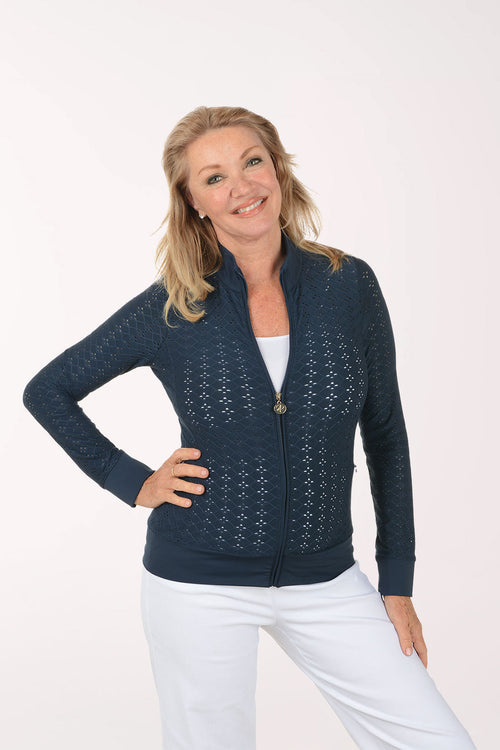 Pointelle Lace UPF50 Zip Front Jacket