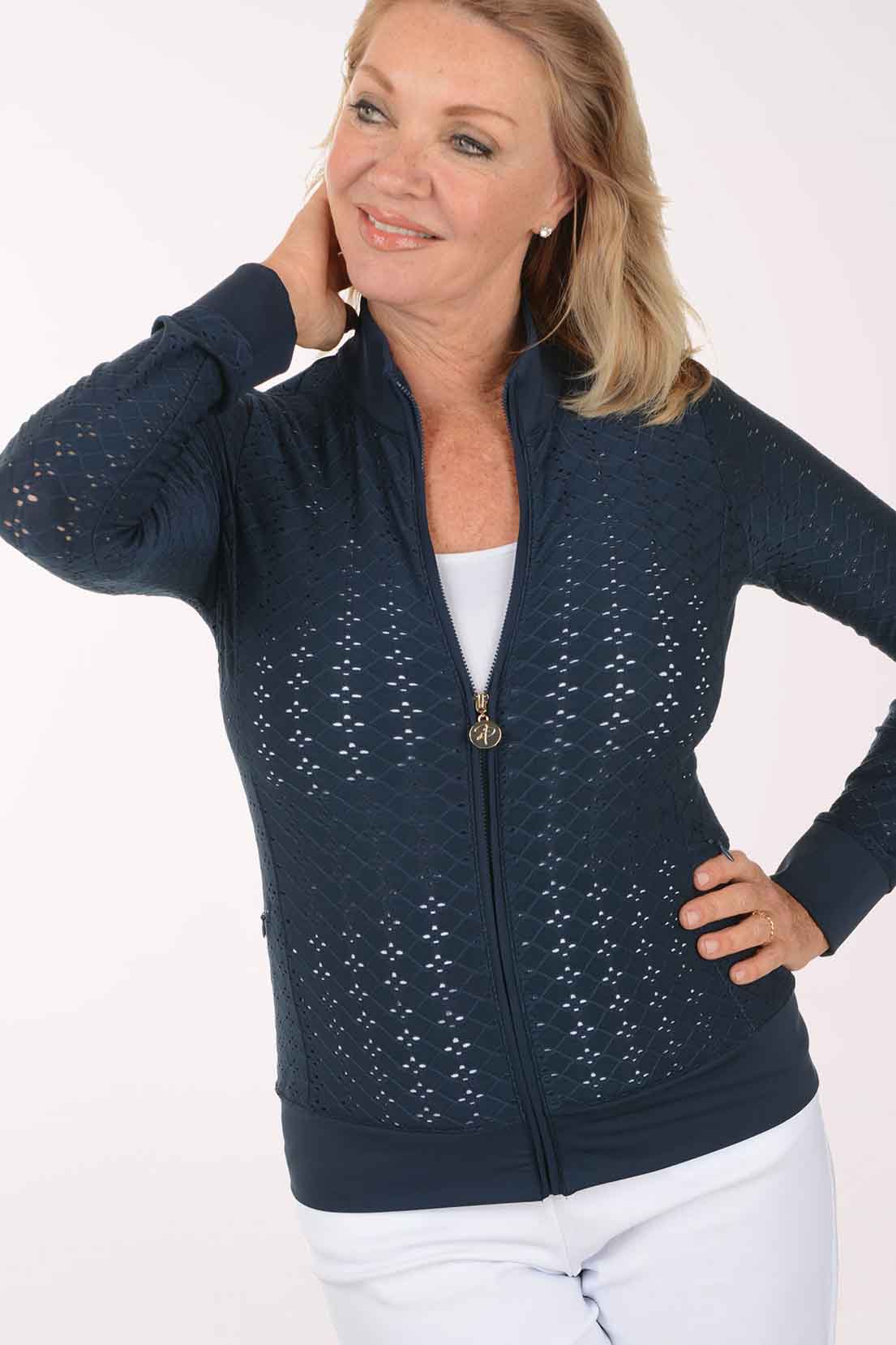 Pointelle Lace UPF50 Zip Front Jacket