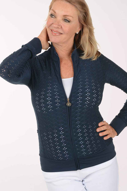 Pointelle Lace UPF50 Zip Front Jacket