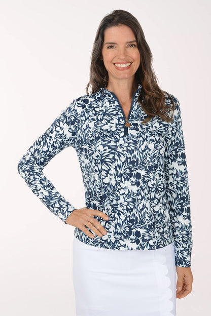 Abstract Aurora UPF50 Ruched Quarter Zip Top