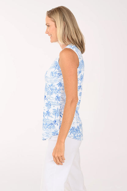 Flamingo Lighthouse UPF50 Sleeveless Split Neck Top