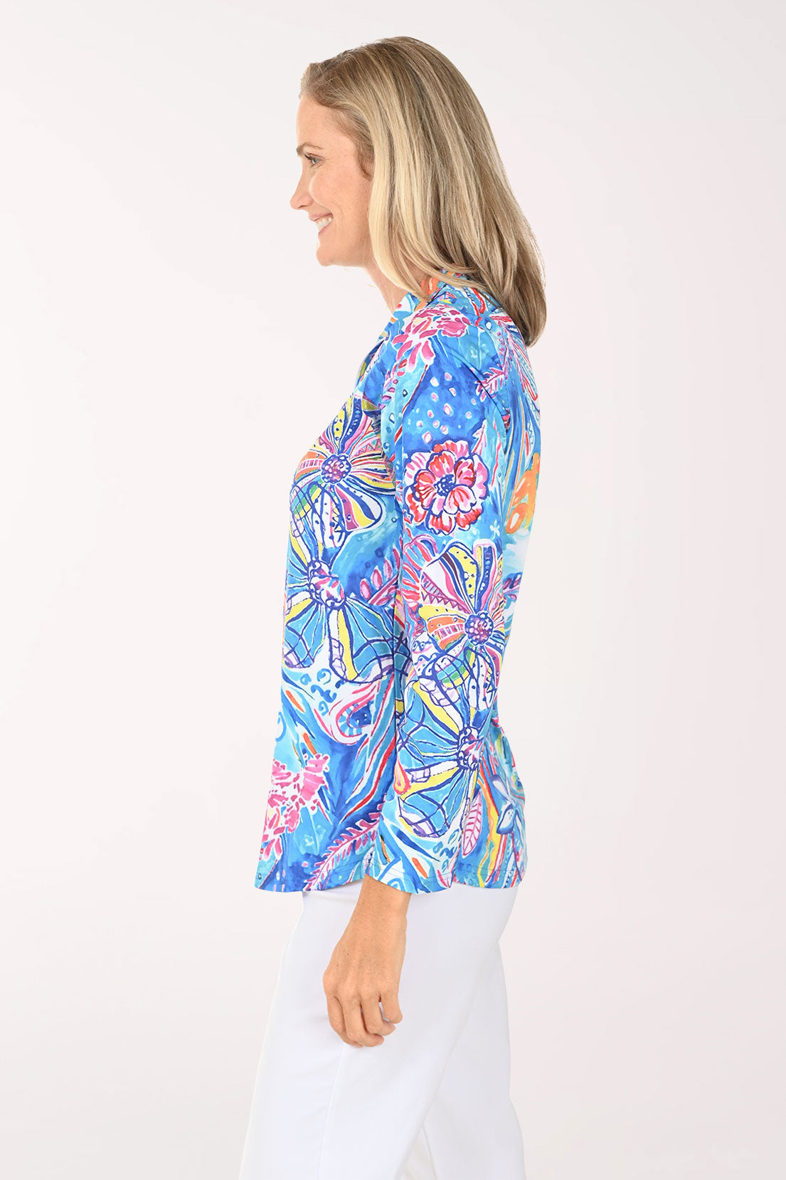 Floral Carnival UPF50 Quarter Zip Top