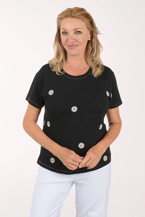 Embroidered Daisy Tee