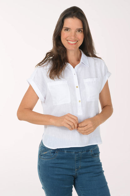Solid High-Low Boxy Blouse