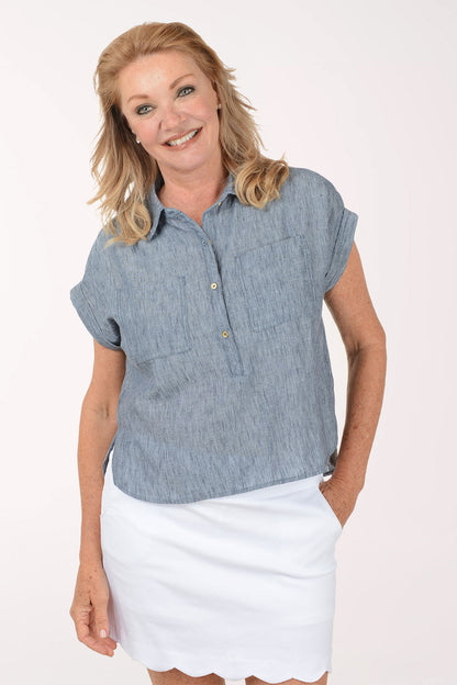 Heathered High-Low Boxy Blouse