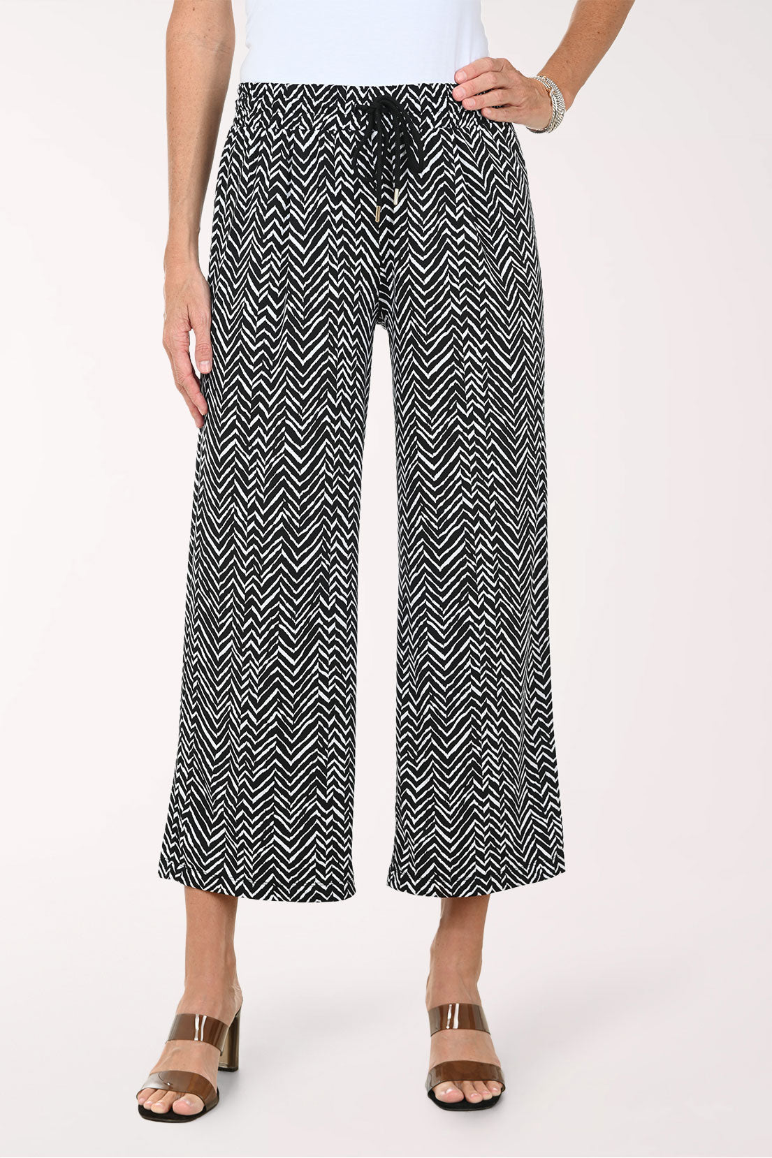 Chevron Drawstring Palazzo Pant