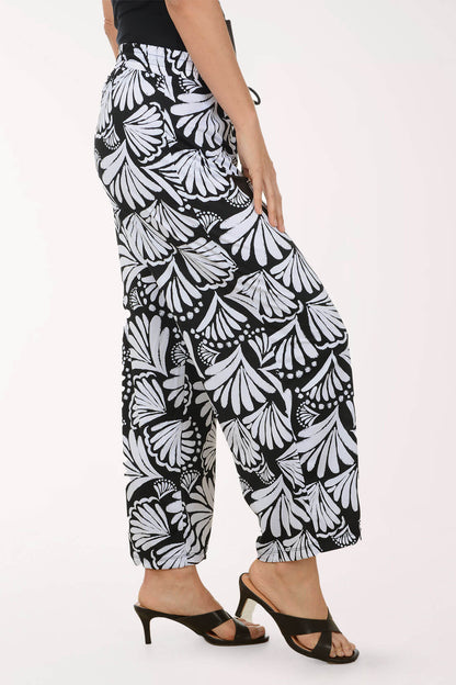 Feathered Fan Drawstring Palazzo Pant