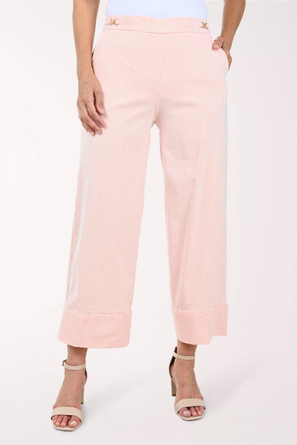 Metallic Link Waist Striped Pant