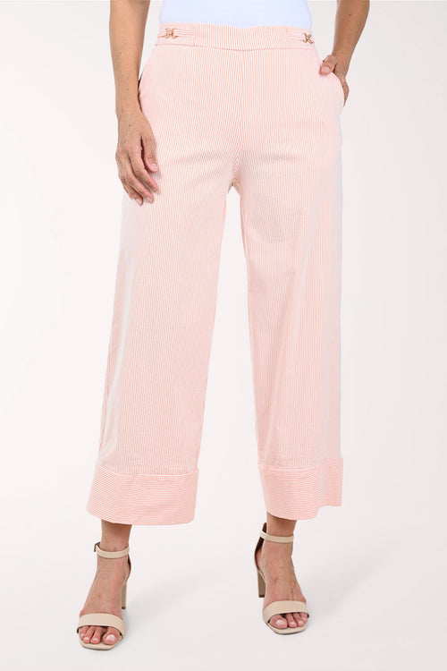 Metallic Link Waist Striped Pant