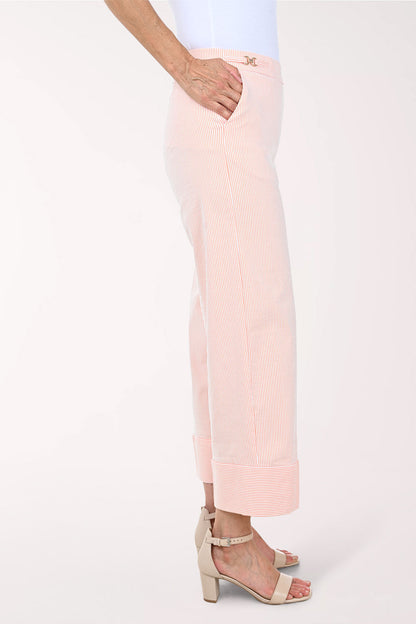 Metallic Link Waist Striped Pant
