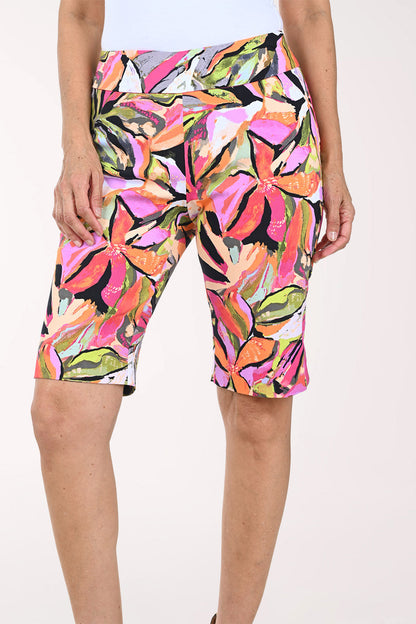 Autumn Sunset Lilies Pull-On Bermuda Short