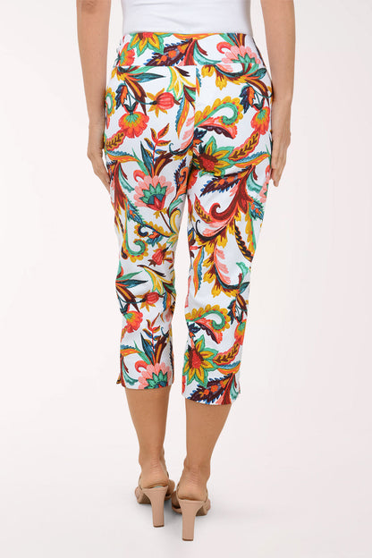 Cherry Floral Pull-On Capri Pant
