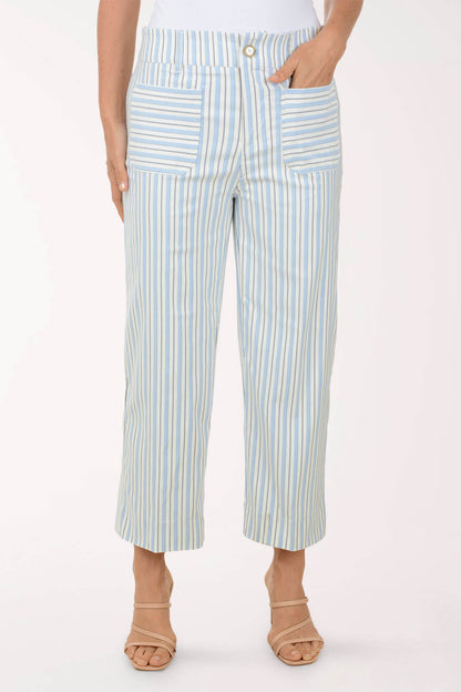 Striped Patch Pocket Wide Leg Pant