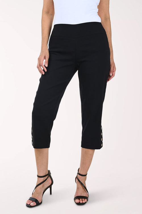 Gold Button Hem Capri Pant