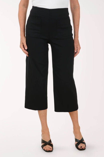 Scalloped Pocket Wide Leg Crop Pant