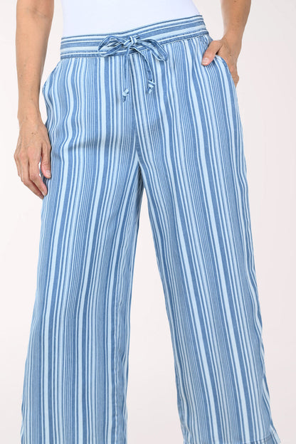 Striped Chambray Tencel Drawstring Pant