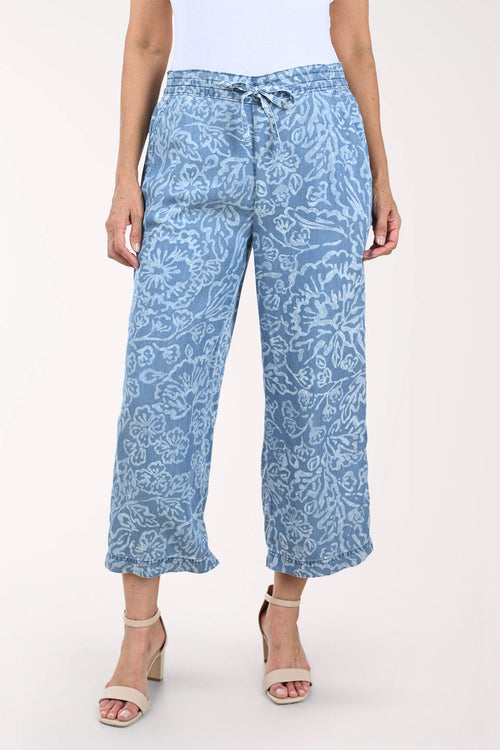 Floral Chambray Tencel Drawstring Pant
