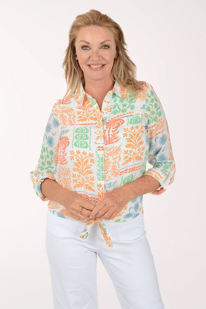 Summer Stamp Button-Front Shirt