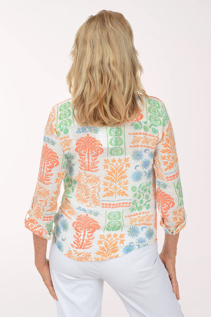 Summer Stamp Button-Front Shirt