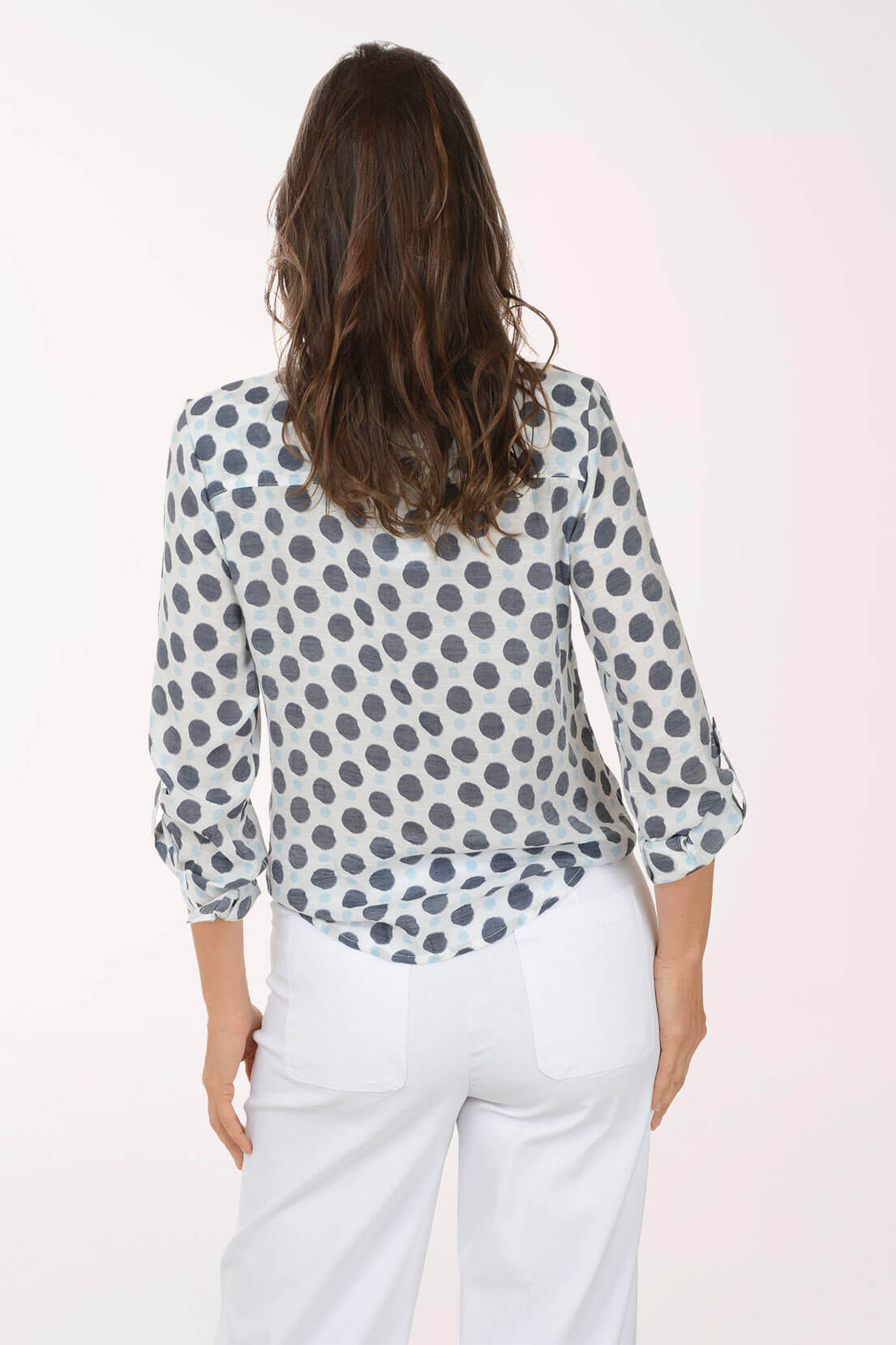 Blue Polka Dots Button-Front Shirt