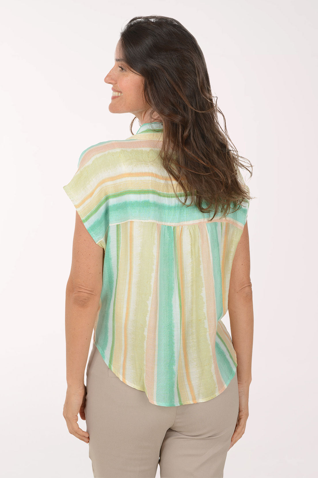 Lily Pond Striped Cap Sleeve Shirt