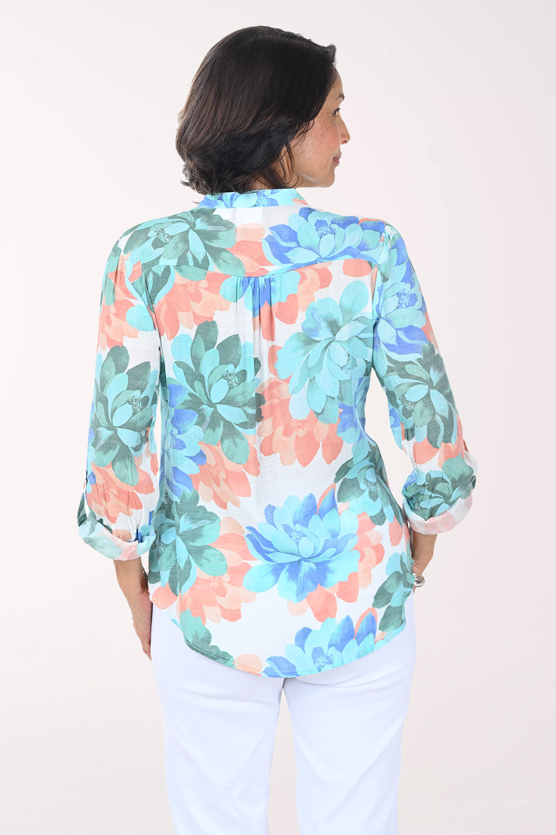 Dahlia Pleated Roll Sleeve Blouse
