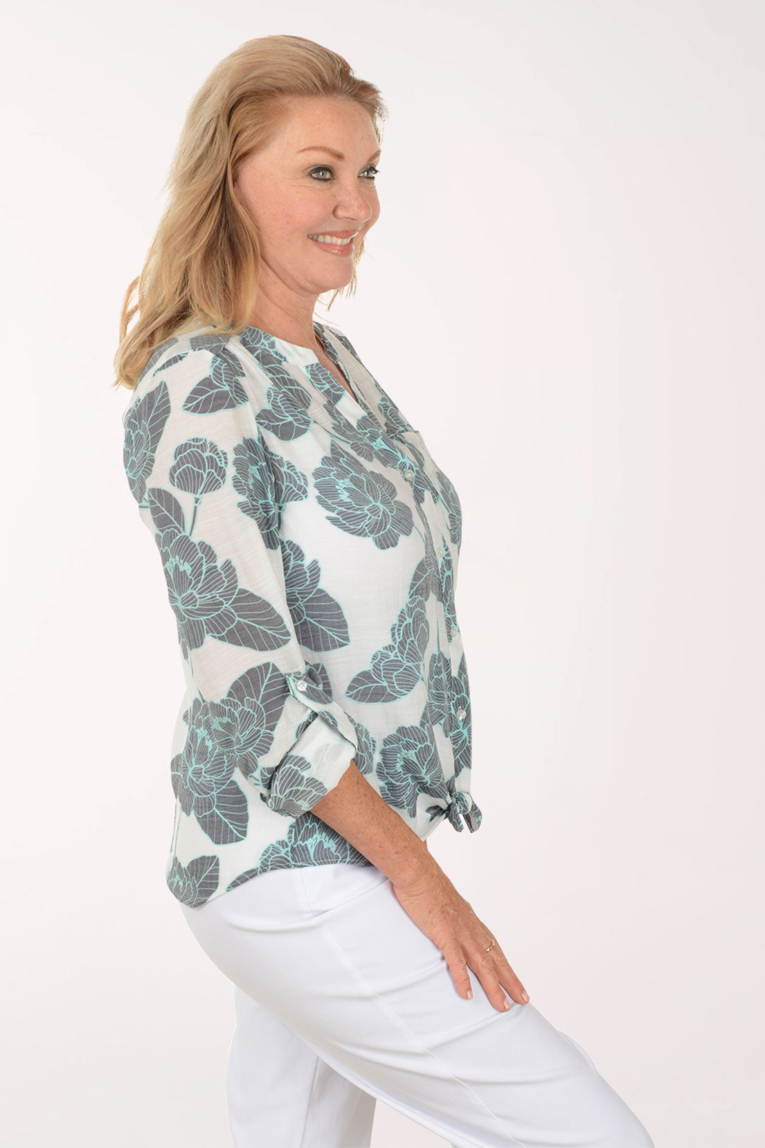 Paradise Flowers Button-Front Blouse