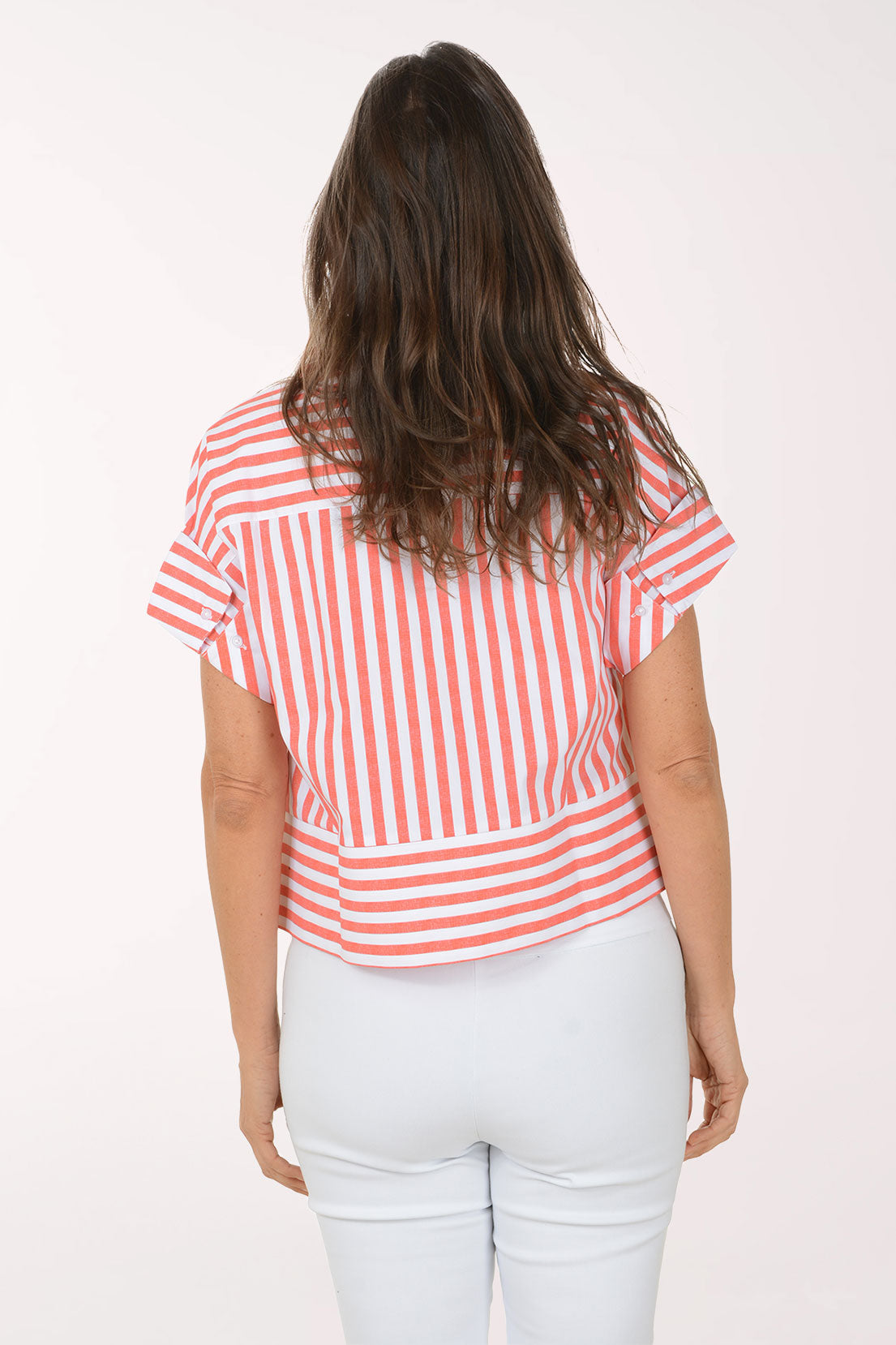 Striped Boxy Short Dolman Sleeve Shirt