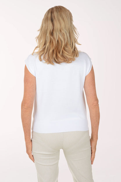 Solid Floral Sleeveless Sweater