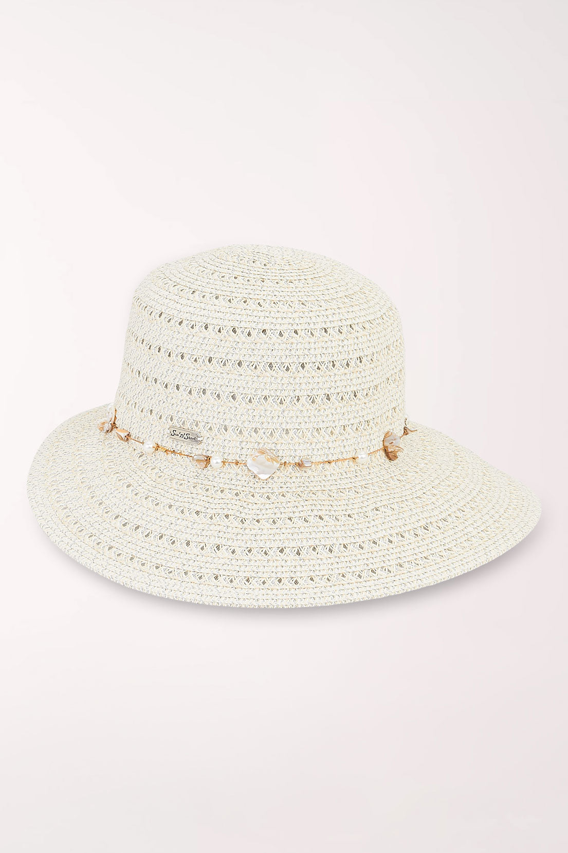 Shell Accented Glitter Tapered Sun Hat